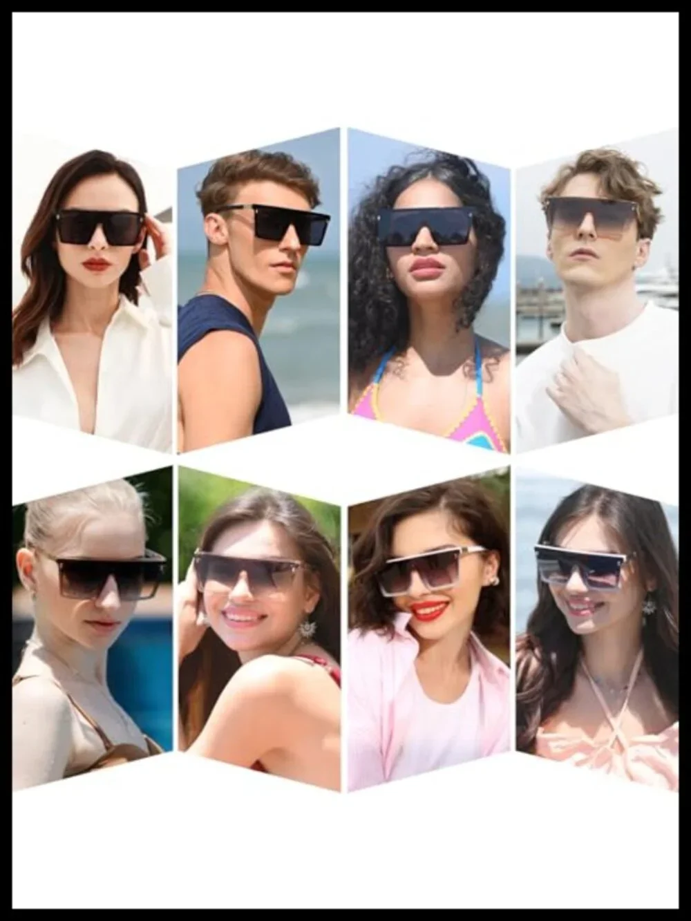 Oversized Square Sunglasses Flat Top UV400 Protection